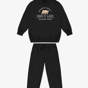 Conjunto Blusão de Capuz e Calça Moletom Preto