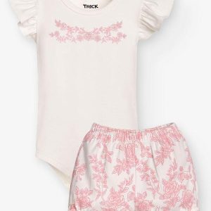 Conjunto Body com Shorts Feminino Rosa