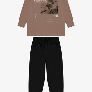 Conjunto Camiseta com Calça Marrom