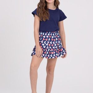 Conjunto Cropped Infantil Saia Rodada Azul