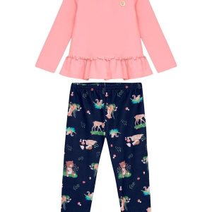 Conjunto Infantil Bata e Legging Rosa