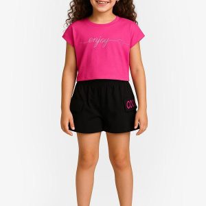 Conjunto Infantil Blusa com Shorts Rosa