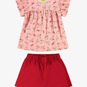 Conjunto Infantil Blusa com Shorts Rosa