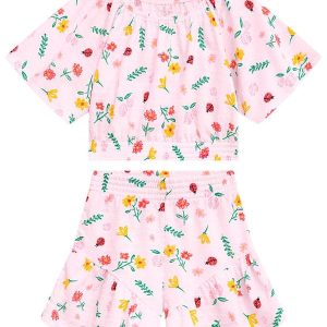 Conjunto Infantil Blusa e Short Menina Rosa