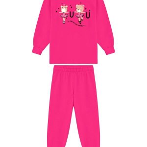 Conjunto Infantil Blusão Urso Rosa