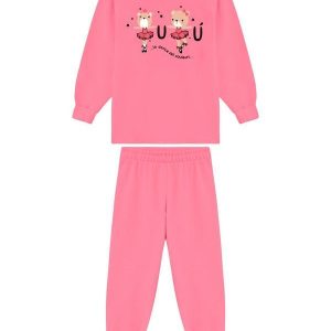 Conjunto Infantil Blusão Urso Rosa