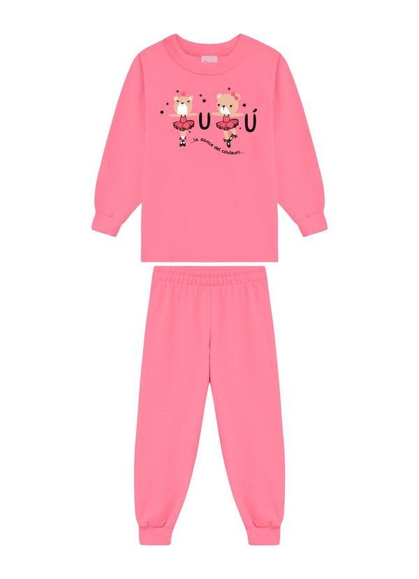Conjunto Infantil Blusão Urso Rosa