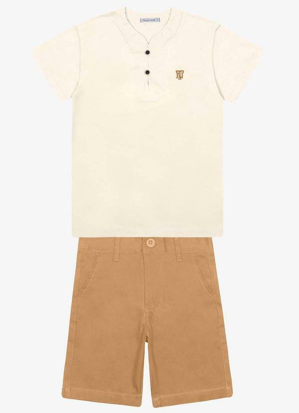 Conjunto Infantil Camiseta com Bermuda Bege