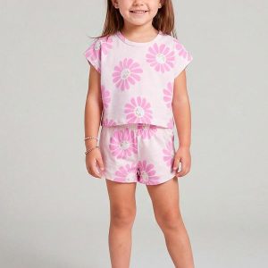 Conjunto Infantil Feminino Short e Blusa Rosa