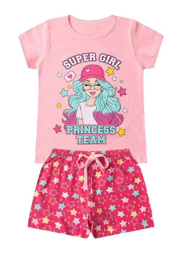 Conjunto Infantil Menina Básico Curto Rosa