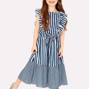 Conjunto Infantil Menina Listras Azul