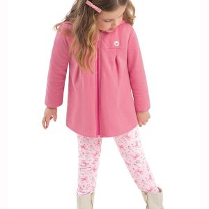 Conjunto Infantil Parka Capuz Rosa