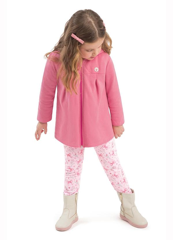 Conjunto Infantil Parka Capuz Rosa