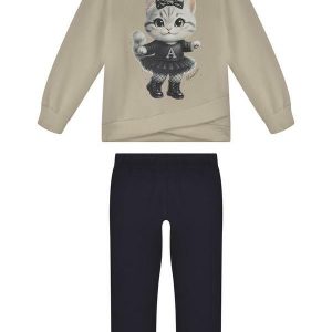 Conjunto Menina com Legging e Blusão Bege