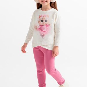 Conjunto Menina com Legging e Blusão Branco