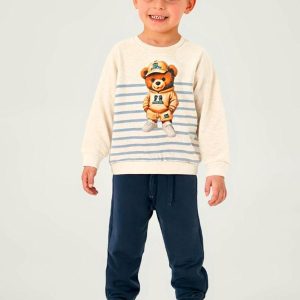 Conjunto Moletom Linho Azul