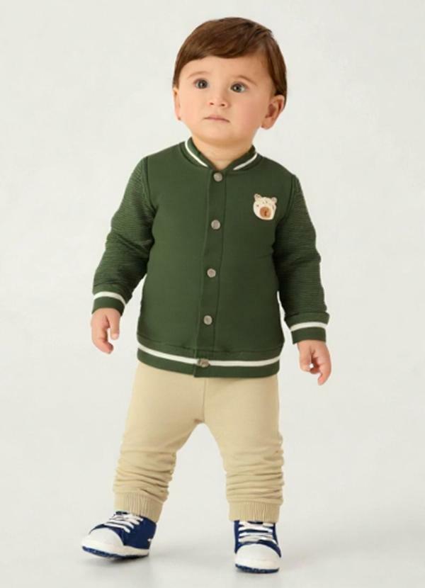 Conjunto Moletom e Malha Relevo Verde