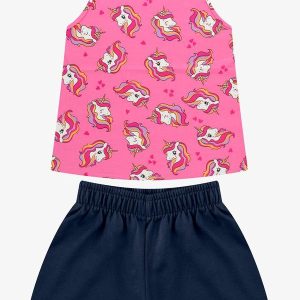 Conjunto Regata com Shorts Feminino Rosa