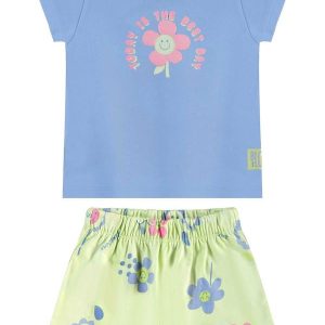 Conjunto com Blusa e Short-Saia Azul