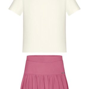 Conjunto com Blusa e Shorts Saia Balonê Rosa