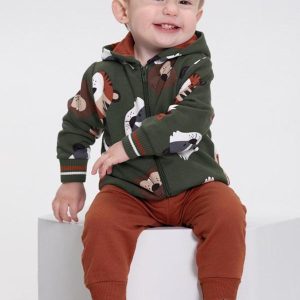 Conjunto com Jaqueta de Zíper e Calça Lisa Verde