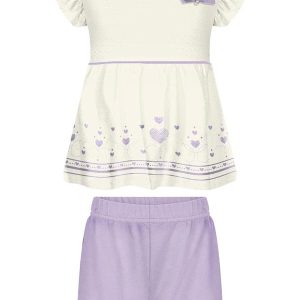 Conjunto com Laço em Malha Texturizada Rosa