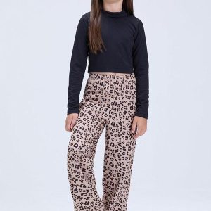 Conjunto de Cropped e Calça Oncinha Preto