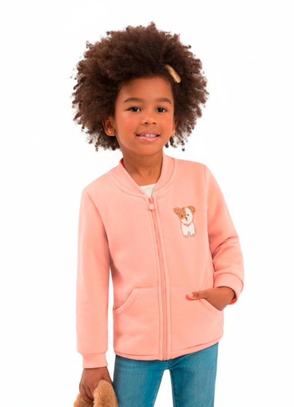 Jaqueta Infantil com Bolso Rosa