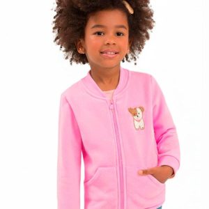 Jaqueta Infantil com Bolso Rosa