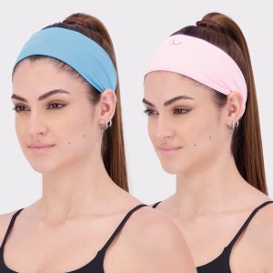 Kit 2 Heandbands Snugg Running Poliamida Azul e Rosa