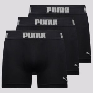 Kit 3 Cuecas Boxer Puma Seamless Preta