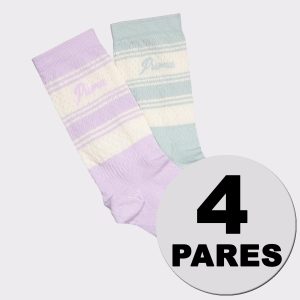 Kit Meias Puma Cano Longo 4 Pares Feminina Lilás e Verde