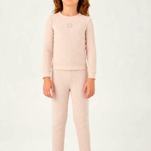 Pijama Malha Canelada Rosa