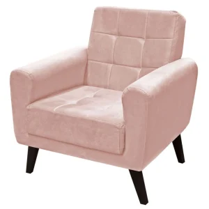 Poltrona Matrix Lívia Revestimento Suede com Pés de Madeira Rosa