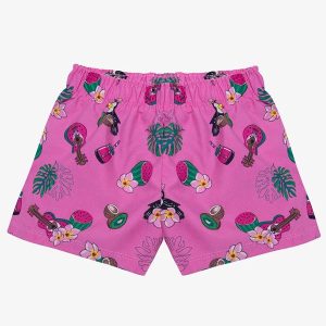 Shorts Feminina Tactel Estampado Rosa