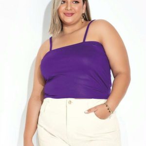 Top Faixa Roxo com Alças e Elástico Plus Size