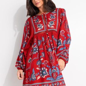 Vestido Curto Lenço Nautico Vermelho