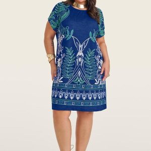 Vestido Curto Plus Size Azul