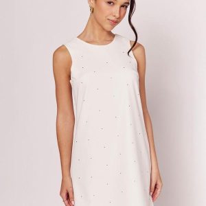 Vestido Curto com Aplicação de Brilhos Branco