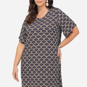 Vestido Estampado Plus Size Marrom