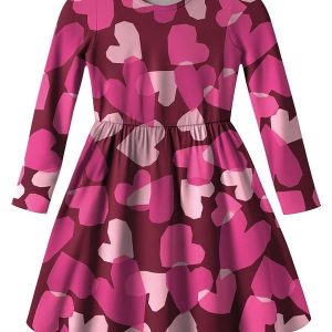 Vestido Godê Corações Rosa