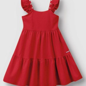 Vestido Godê com Pérolas Vermelho