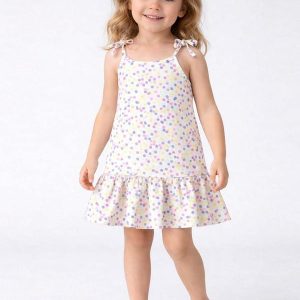 Vestido Infantil Alça com Laço nas Pontas Rosa