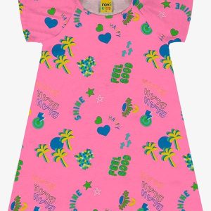 Vestido Infantil Estampado Rosa