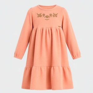 Vestido Infantil Manga Longa Rosa