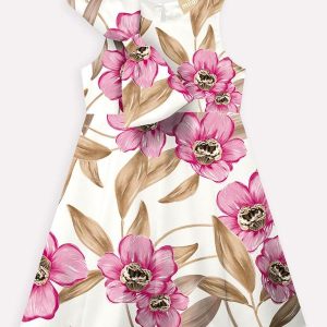 Vestido Infantil Menina Laço Rosa
