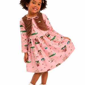 Vestido Infantil com Bolero Rosa