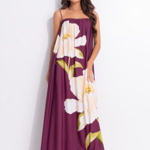 Vestido Longo Alcinhas Papoula Roxo