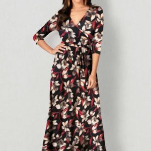 Vestido Longo Estampado Floral Preto
