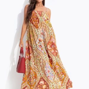 Vestido Longo Natureza Romântica Vermelho